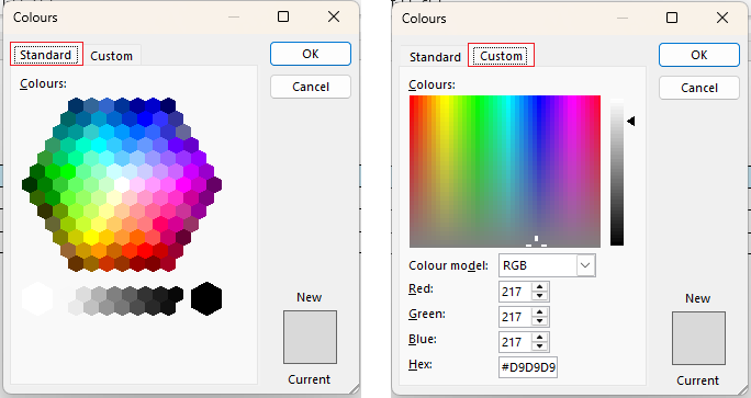 Shading colour palette in Word